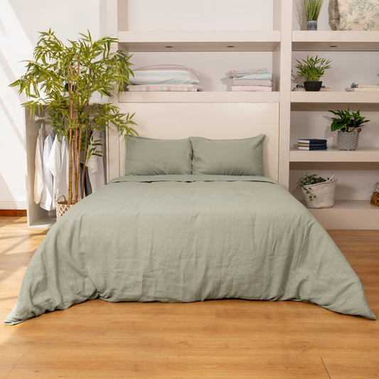 Capa de Edredão Linho Lavado, 160g/m², Verde-Oliver