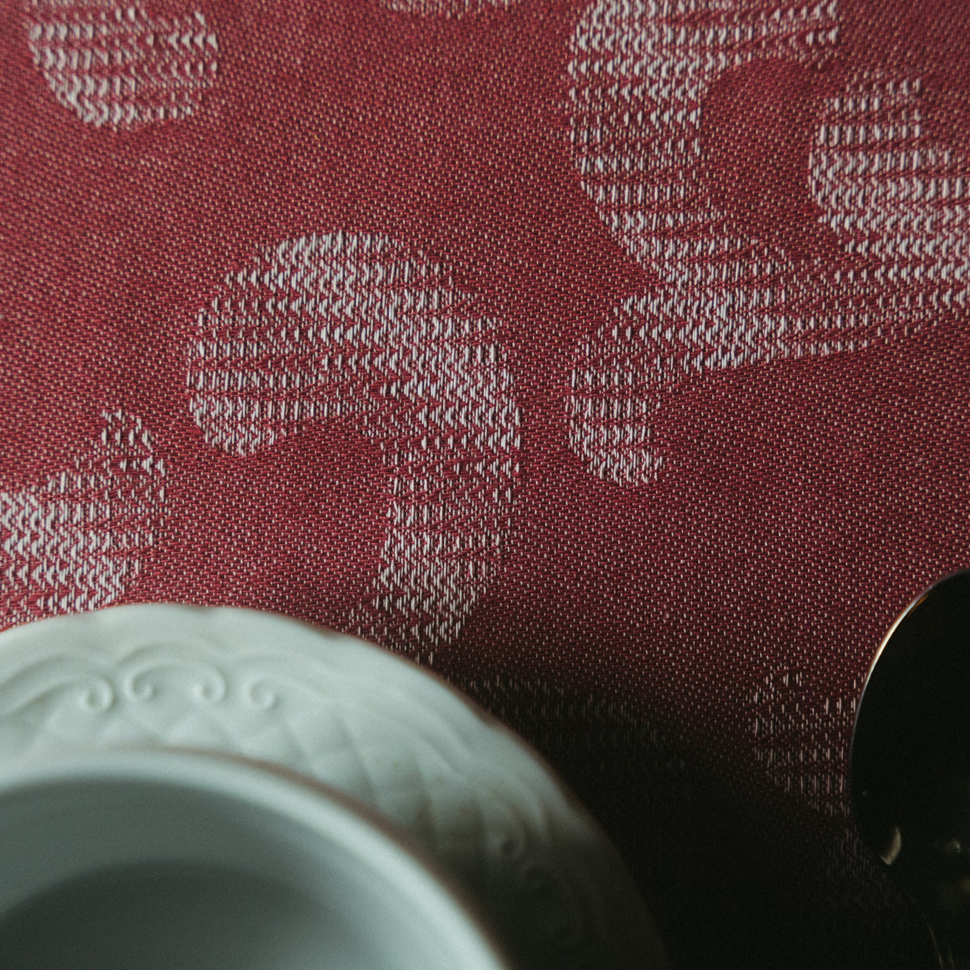 Toalha de Mesa, Brocado Bordeaux Natal