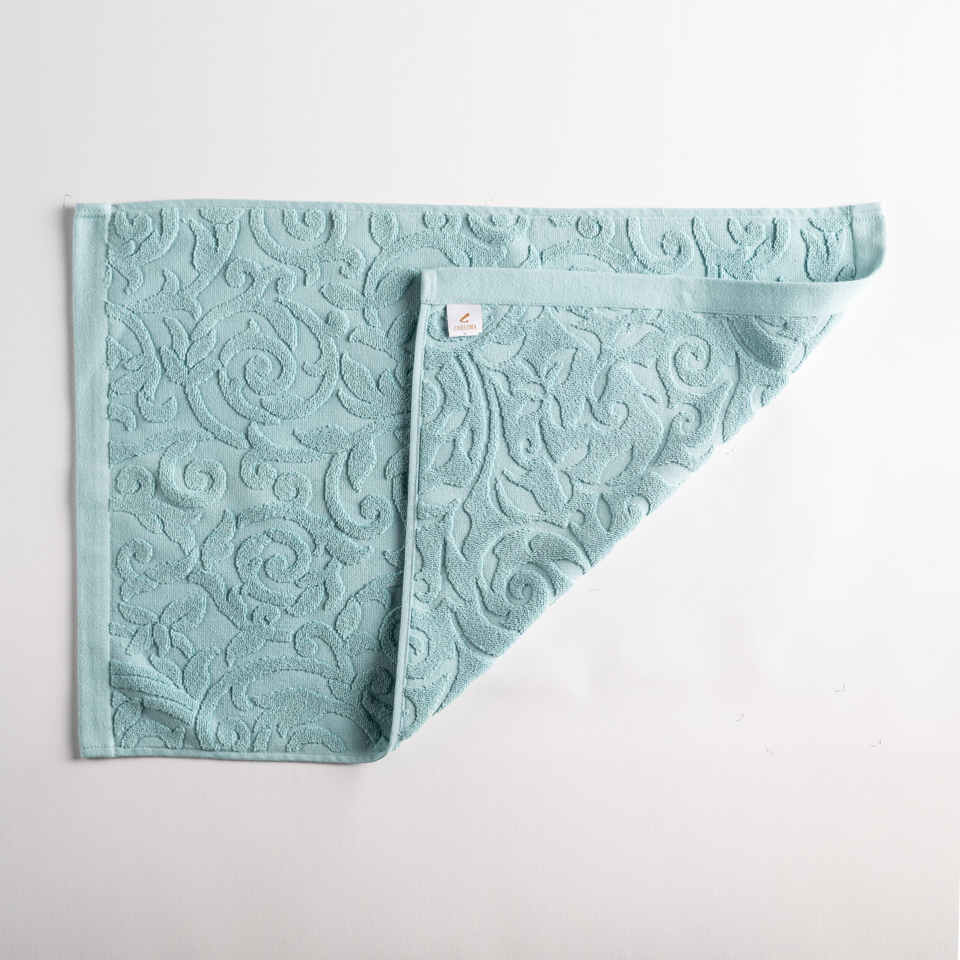 Tapete Banho Jacquard Floral, Azul Aqua