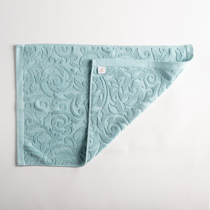 Tapete Banho Jacquard Floral, Azul Aqua